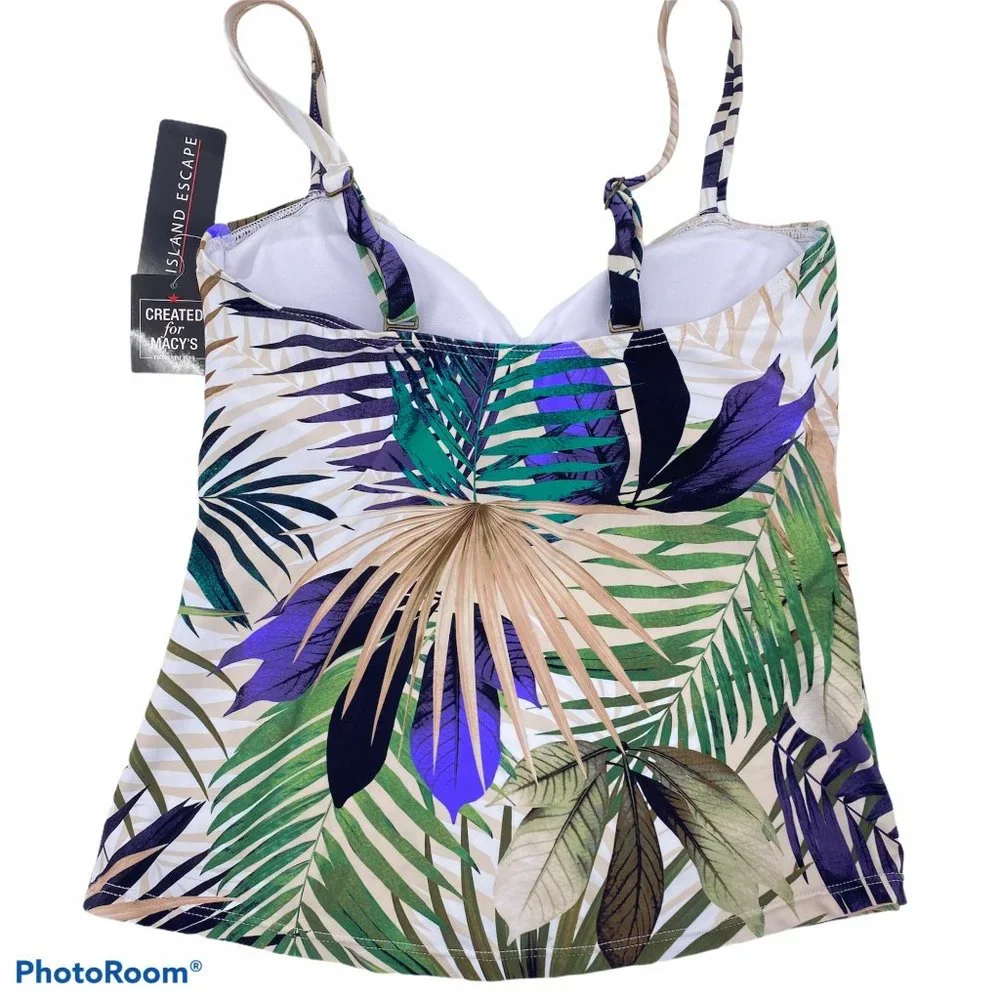Island Escape Palm leave tankini top‎ size 6 NEW